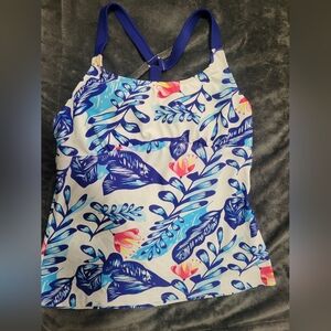 Floral Blue and White Tank Top